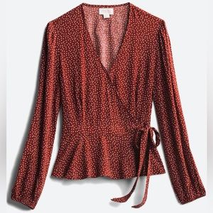 Red Polka Dot Wrap Top